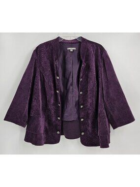 Roz & Ali Size 2X Purple Corduroy Jacket Blazer